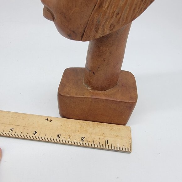 Vintage Hand Carved Solid Wood African Tribal Bust Africa Profile - Picture 7 of 7